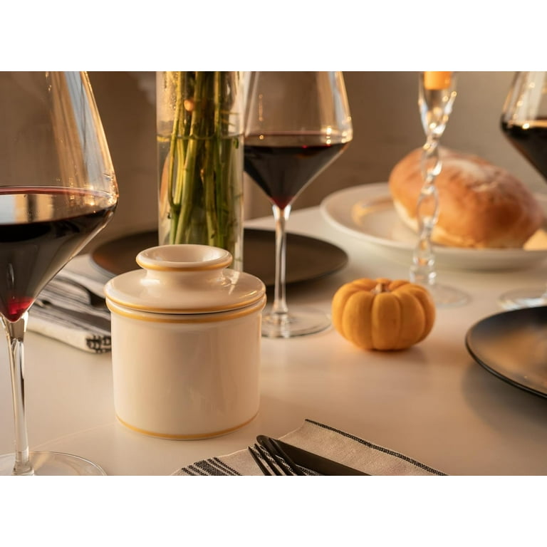 Butter Bell® Crock – Le Bistro White with Gold Trim Ceramic Butter