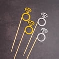 thumbnail image 2 of Paquete de 10 palitos para decoración de mesa de postres, para insertar tarjetas de pastel de anillo de diamantes, para cumpleaños, para fiestas de bodas, 2 of 5