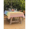 thumbnail image 3 of Outdoor Tablecloths with Umbrella Hole & Zipper, Thin Rainbow Striped 60 x102 Inch Rectangle Tablecloths, Farmhouse Modern Stripes Waterproof Table Cloth, Patio/Pool/Picnic Table Covers, 3 of 8