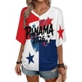 thumbnail image 3 of Soccer Cup 2026 Jersey PANAMA Soccer for Women with Colombia Flag Color Block and V Neck Short Sleeves Featuring Breathable Fabric for Game Day Parties Navy S, 3 of 6