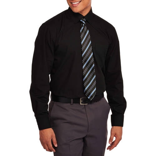 Men's 2Piece Solid Dress Shirt and Tie Set
