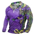 thumbnail image 4 of CONZONE Carnival Men's T-Shirts Short Sleeve Mardi Gras T Shirts for Men Casual Crew Neck Fashion Graphic Lightweight Tees Soft Cozy Half Zip Tops, 4 of 4
