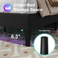 thumbnail image 6 of Amolife Full Size Bed Frame with Charging Station & LED Light, Velvet Upholstered Platform Bed with Geometric Wingback Headboard, Black, 6 of 11