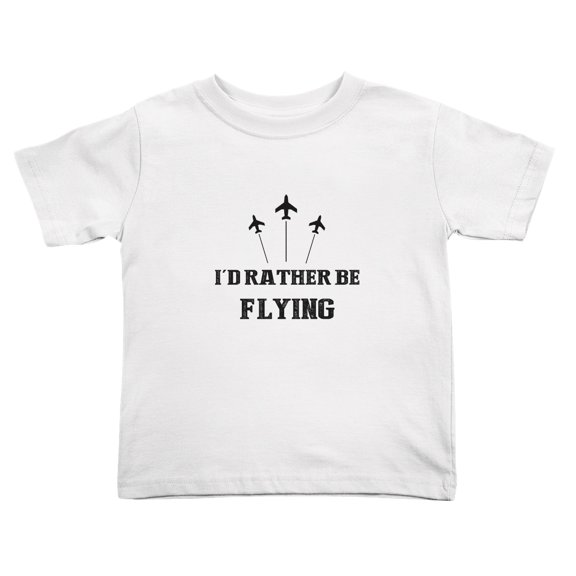 I'd Rather Be Flying Funny Toddler T-Shirts for Boys Girls (White, Youth L)