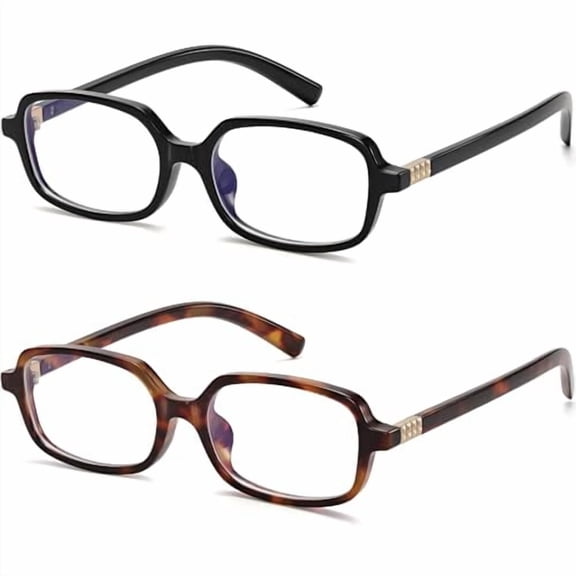 Blue Light Blocking Glasses for Woman Men Blue light Blocker Eyewear Trendy Rectangle Small Eyeglasses, 2pack