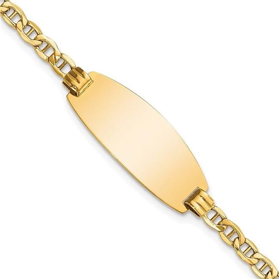 Primal Gold 14 Karat Yellow Gold Semi-Solid Oval Anchor ID Bracelet