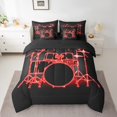 thumbnail image 2 of Ensemble de Literie Drum Kit 7 Pcs Lit en Sac Simple, Ensembles de Literie Instruments de Musique Moderne Rock Pop avec Couette, Rouge Noir, 2 of 5