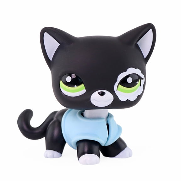 Minilpsshop Little Pet Black Shorthair Cat #2249 with Jacket Accessory,Collectable Cartoon Animal Figure