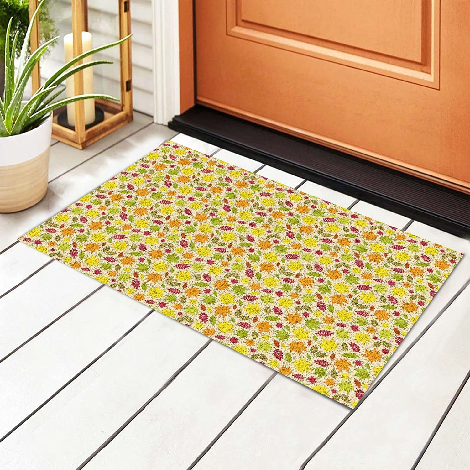 Mats 24x16 Inch for Front Door Outdoor Colorful Autumn Leaves