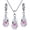 Pink, variant on HUANLEDASH Silver Drop Jewelry Set for Women Cubic Zircon Teardrop Dangle Earrings And Necklace Set for Wedding Bridal Accessories