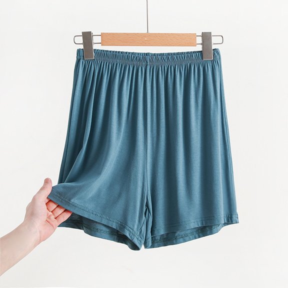 Antqov Pajama Shorts Women, Plus Size Solid Color Cropped Shorts Thin Loose Fit Sleepwear Shorts, Daily Homewear Soft Lightweight Cozy Casual Lounge Shorts