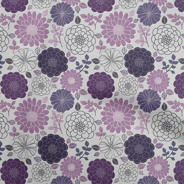 oneOone Rayon Purple Fabric Floral Retro Sewing Craft Projects Fabric Prints By Yard 56 Inch Wide
