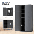 thumbnail image 6 of MoNiBloom Metal Storage Cabinet with Locking Door, 71" Garage Storage Cabinet with 6 Adjustable Shelves, Steel Lockable File Cabinet for Office Home, Grey Black, 6 of 10