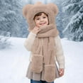 thumbnail image 2 of PuSpu Girls and Boys's Hats Winter Adding Fleece Warmth Scarves And Gloves Integrated Keep Warm Three-piece Set, 2 of 4