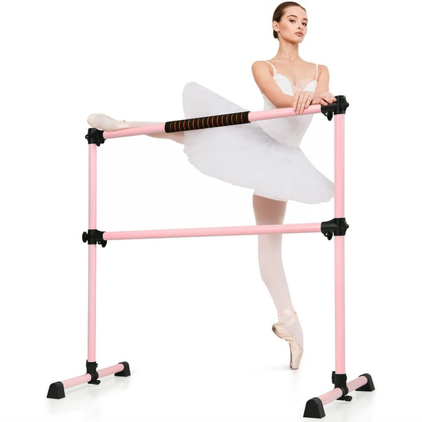 Costway 4' Portable Double Barre de Ballet Autoportante Barre de Danse Extensible Hauteur Réglable