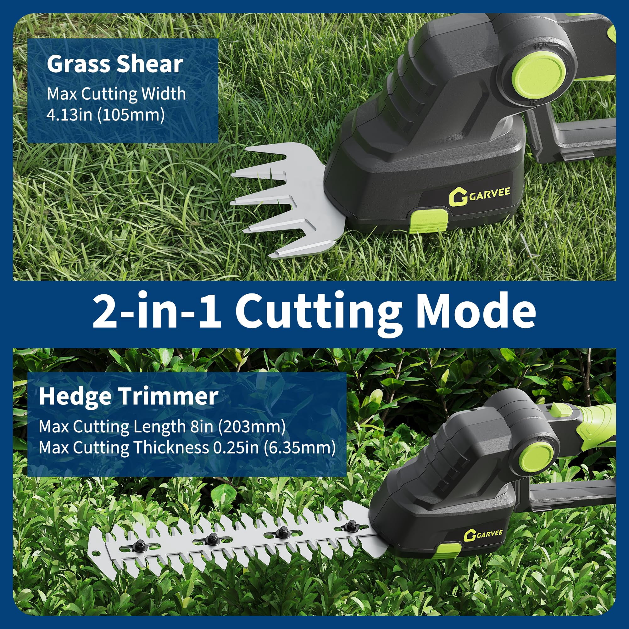 20V Cordless 2-in-1 Hedge Trimmer & Weeding Tool – Dual Blade System – Lightweight, Adjustable, Ideal for Shrubs, Hedges & Garden Edging