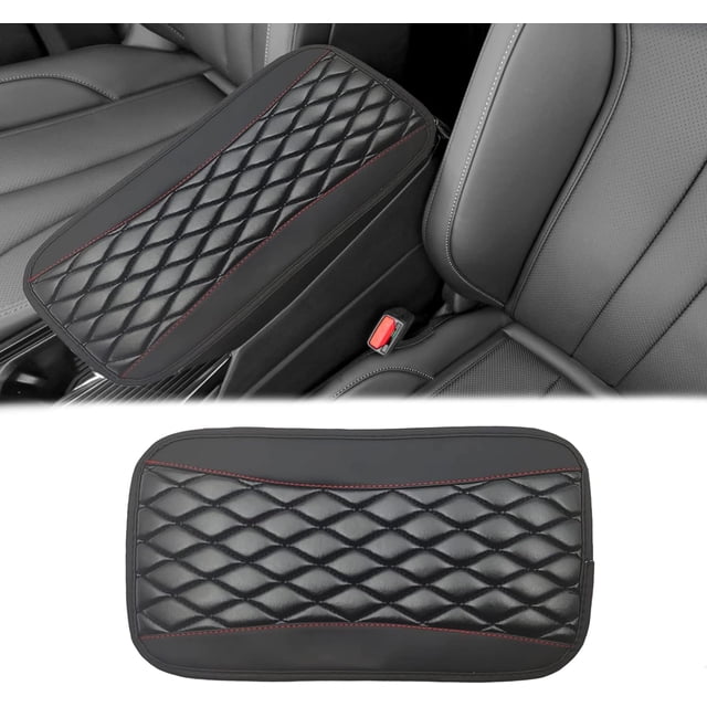 LAICAIW Car Center Console Cover, Universal Leather Waterproof Armrest Seat Box Cover Protector, Comfortable Car Decor Accessories Fit for Most Cars, Vehicles, SUVs-Black