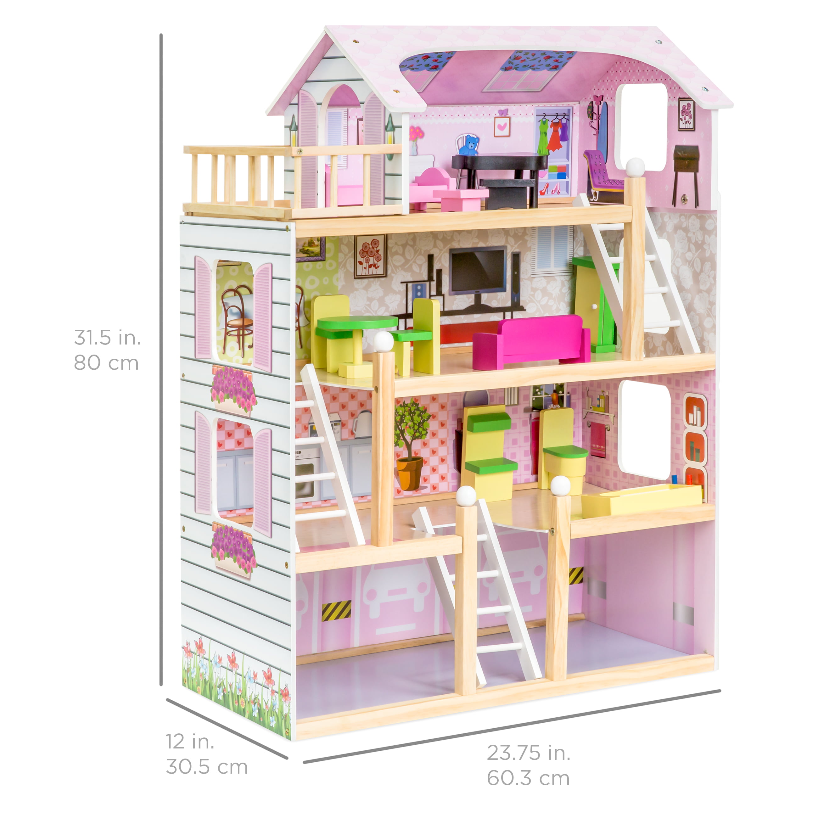 Best Choice Products 4 Level 32 25in Kids Wooden Cottage Uptown