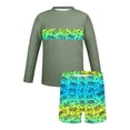 thumbnail image 4 of Bathing Suits for Teens Rash Guard Swimsuits Set for Boys Hawaiian Print Long Sleeve Swim Shirt with Swim Trunks Vacation Modest Two Piece Swim Set for 3-14Years, 4 of 7