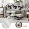 thumbnail image 6 of Black Marble Outdoor Waterproof Pillow Covers, Modern Gradient Abstract Waves Texture Decorative Square Throw Pillowcase Sofa Cushion Sham for Patio/Couch/Chair, 16"x16" 2 Pack, 6 of 8