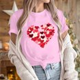 thumbnail image 6 of VKOYWKM Womens Heart Print Shirts Valentine T-Shirts Short Sleeve Casual Crew Neck Love Heart T-Shirts Happy Valentines Day Shirts, 6 of 7