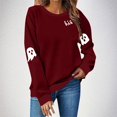 thumbnail image 2 of NMMUED Chandails d'Halloween, Chemises Décontractées pour Femmes, Col Rond, Chandails à Col Rond pour Femmes, Chandail Citrouille d'Halloween, Chandails d'Automne pour Femmes, Vin G, 2 of 4