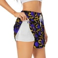 thumbnail image 3 of Lsque Golden Snake And Purple Rose Printed Women's Running Shorts with Liner Pockets,Elastic Quick Dry Workout Athletic Gym Yoga Shorts,Womens High Waist Shorts-Large, 3 of 9