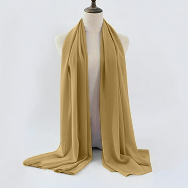 Women's Soft Solid Color Shawl Baotou Pearl Chiffon Shawl Muslim Hijab