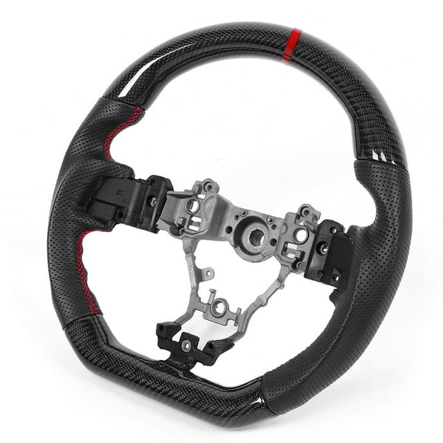 Steering Wheel Carbon Fiber Steering Wheel Steering Wheel Replacement Steering Wheel For Finger Ridges Steering Wheel Carbon Fiber Steering Wheel Nappa Preforated Leather W/ Red