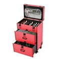 thumbnail image 4 of Rolling Makeup Train Case with 4 Wheels, Cosmetic Nail Polish Organizer with Drawer & Lock for Manicurists, Rose Red, 4 of 18