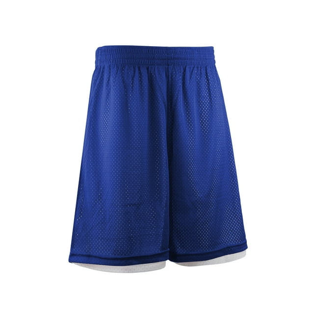 TOPTIE Shorts de Basketball Réversibles pour Hommes 7 Pouces Shorts de Sport Longs en Maille Double Face-Bleu/blanc-m