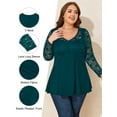 thumbnail image 4 of LapaPlus Womens Tops, Plus Size Tops for Women, Lace Long Sleeve Tunic Blouse, Green, XL-6XL, 4 of 5