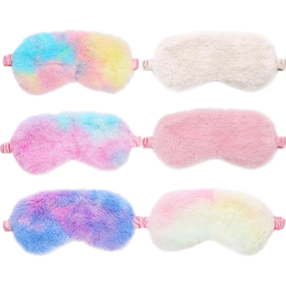 CEYAZYE Pack of 6 Women's Sleeping Eye Masks, Cute Sleeping Mask Soft and Fluffy Sleep Mask, Funny Plush Blindfold, Blackout Sleep Mask, Pyjama Party, Travel Sleep Masks