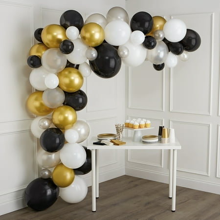 6 Pack: 10ft. Black – White – Gray & Gold Balloon Garland by Celebrate It