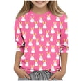 thumbnail image 2 of Blusas y camisas de cuello redondo y manga larga para niños, blusas/camisas de poliéster con estampado de corazones, mangas 3/4 y cuello redondo, elegantes e informales., 2 of 5