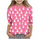 thumbnail image 2 of Blusas y camisas de cuello redondo y manga larga para niños, blusas/camisas de poliéster con estampado de corazones, mangas 3/4 y cuello redondo, elegantes e informales., 2 of 5