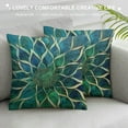 thumbnail image 3 of Nawypu Teal Dahlia Pillow Covers Teal Green Geometry Floral Couch Pillow Cases Modern Abstract Flower Decorative Throw Pillows Home Decor for Living Room Bedroom Sofa Couch Bed Cushion, 3 of 5