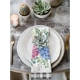 thumbnail image 2 of Blue Pink Hydrangea Cloth Napkins Set of 4 Reusable Dinner Napkins, Eucalyptus Leaves Summer Botanical Plaid Cocktail Napkin Washable Table Napkins for Wedding/Holiday Party/Baby Shower 20"x20", 2 of 7