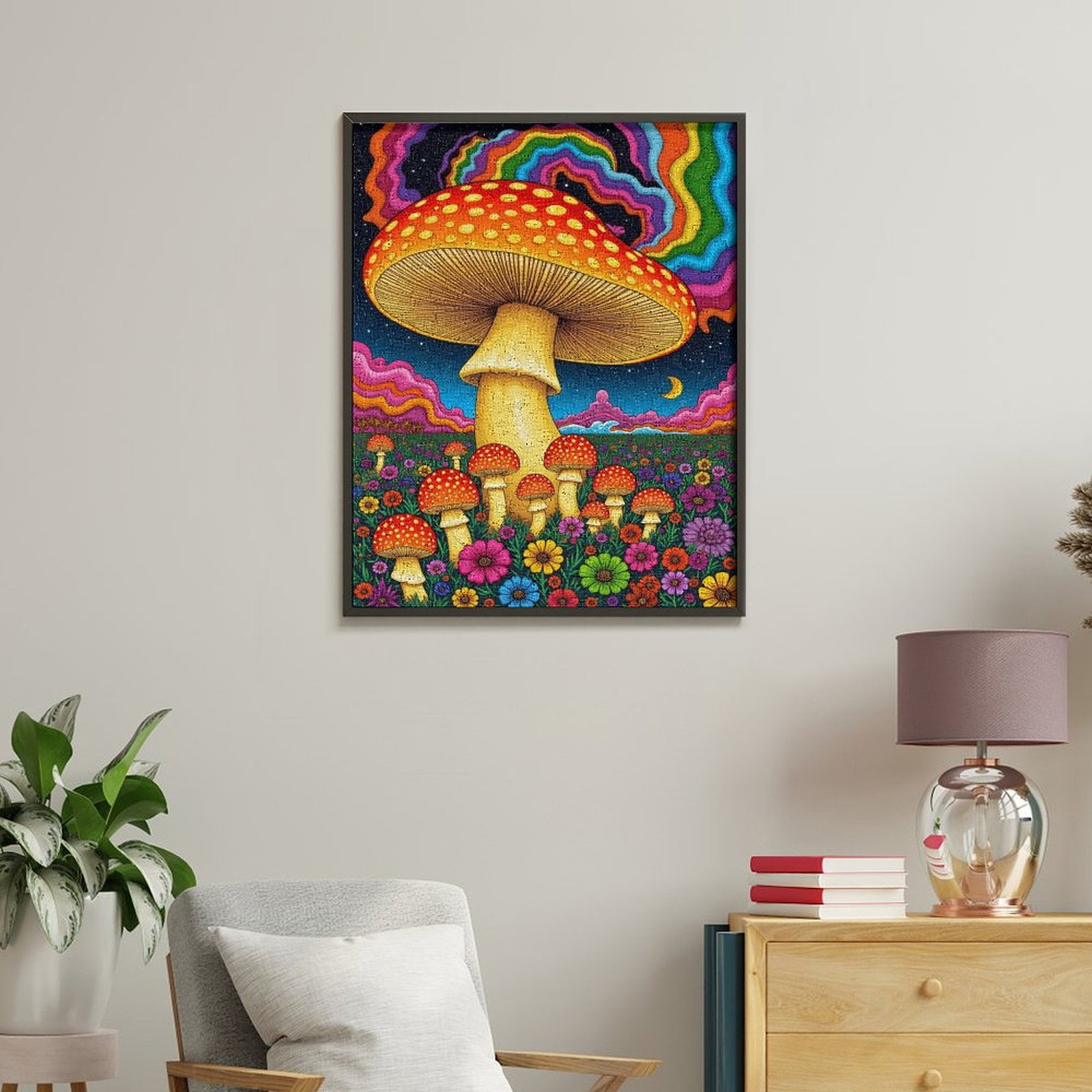 Paint By Numbers Kit for Adults Beginner - DIY Psychedelic Mushroom Dreamscape Art Canvas Painting Kits for Adults, Frameless Paint By Number for Adults for Home Wall Decor 16x20 Inch