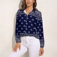 thumbnail image 3 of Bandana Blue Long Sleeve Blouse Woman Streetwear Casual Shirts Summer Oversize Woman Streetwear Clothing Birthday Present, 3 of 7