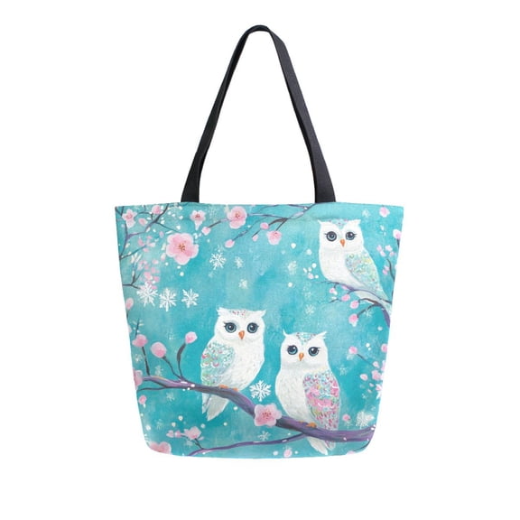 DIXRUYEE Tote Bag Women Weekender Travel Bag Shoulder Handbag Whimsical Owls in Spring Printed
