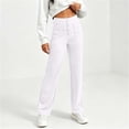thumbnail image 7 of DeHolifer Womens Pants Elastic Waisted Button Solid Color Casual Straight Leg Trousers with Pocket White 4XL, 7 of 7