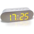 thumbnail image 1 of Con alimentación de red, pantalla digital, reloj digital fácil de usar, despertador iluminado junto a la cama, función de repetición, sin tictac, 2 puertos USB, blanco JAMW Sencillez, 1 of 5