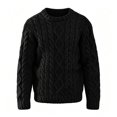 thumbnail image 4 of Mens Cable Knit Pullover Sweater Crew Neck Long Sleeve Cable Fisherman Sweaters Black XXL, 4 of 4