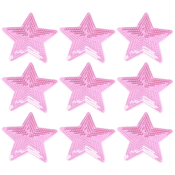 GOOHOCHY 10 Pcs Star Iron On Patch: 3.5inch Sew On Star Embroidered Patches Sequin Star For Clothes Hats Jackets Backpacks Star Decor Appliques Decoration(Pink)