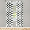 thumbnail image 3 of Ambesonne Cat Curtains, Abstract Modern Monochrome, Pair of 28"x84", Charcoal Grey Pale Pink, 3 of 5