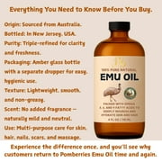 Emu Oil, 100% Pure Australian Emu Oil - Refined Natural Oil for Hair Growth, Anti-Aging Skin Moisturizer, Hydrating Face & Body Oil, Massage Oil for Scars & Dry Skin - Unscented, 4 fl oz Glass Bottle