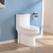 HOROW Upgraded One Piece Ultra Ceramic 0.8/1.28  GPF Dual Flush Small Compact Toilets for Bathrooms