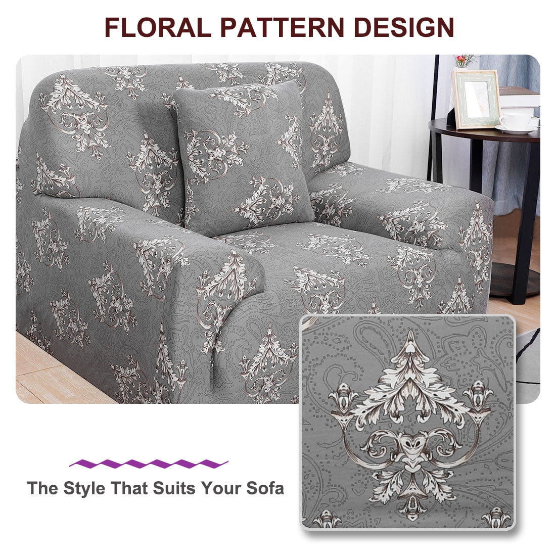 REGALWOVEN 1 Seater Sofa Slipcover Spandex Couch Cover, Small Silver Gray