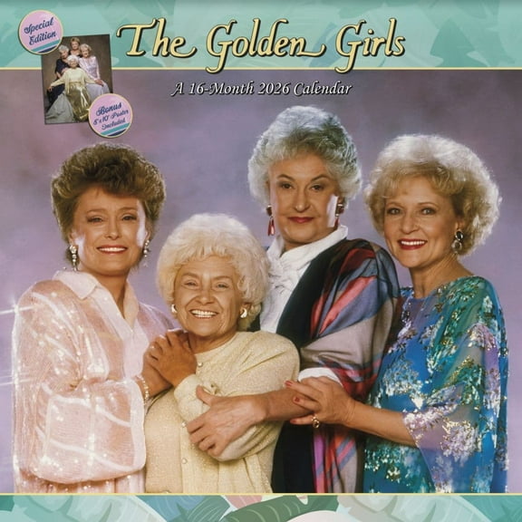 Trends International, Golden Girls Exclusive with Bonus Print 2026 Wall Calendar, 12'' X 12'', 16-Month Calendar with Stapled Binding